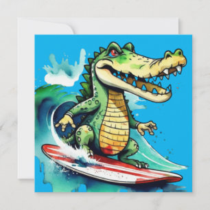 Funny crocodile surfing