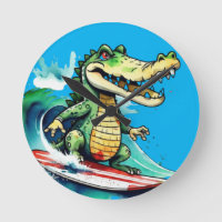 Funny crocodile surfing