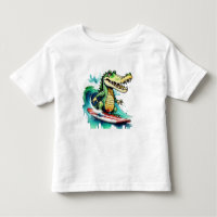 Funny crocodile surfing T-Shirt