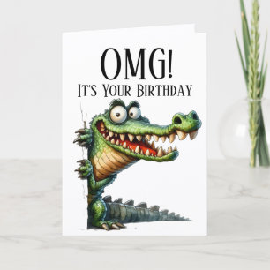 Funny Crocodile Theme Birthday Card