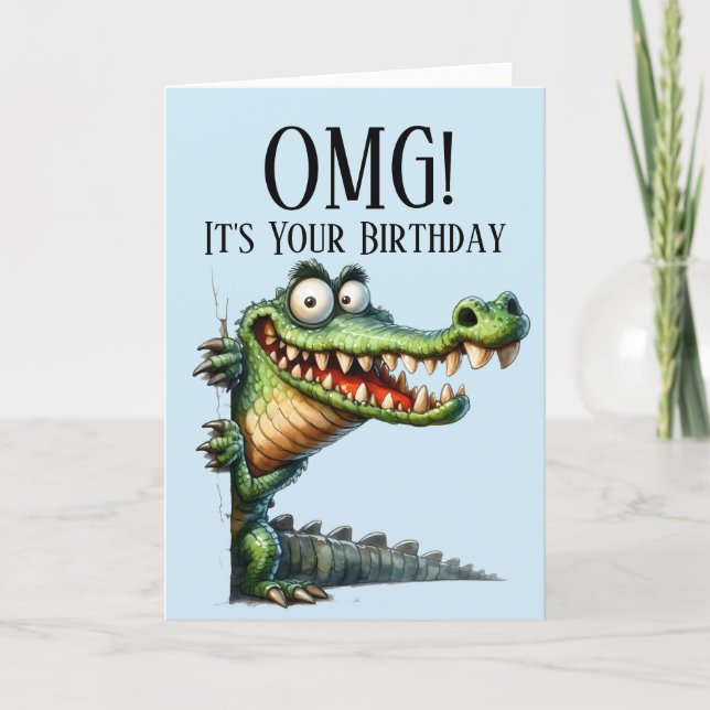 Funny Crocodile Theme Birthday Card (Front)