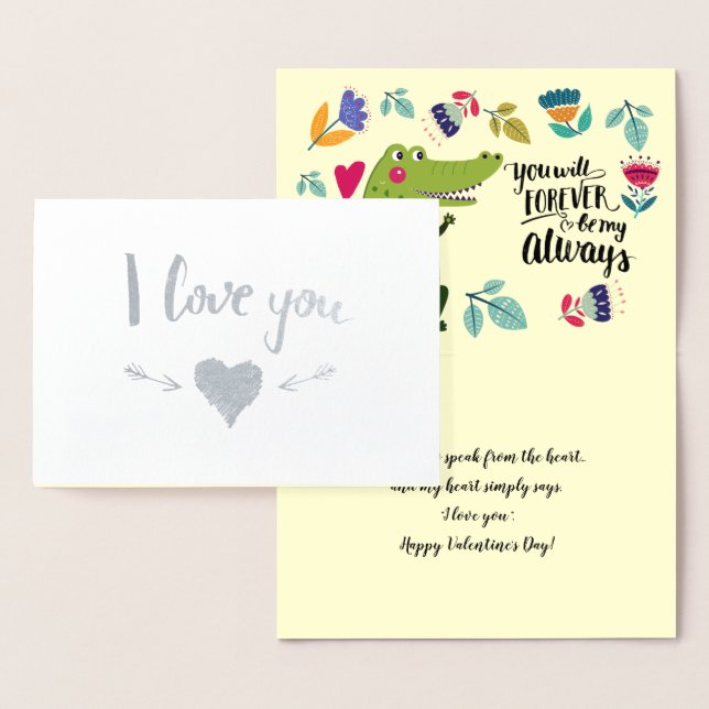 Funny Crocodile Valentine's Day  Foil Card (Display)