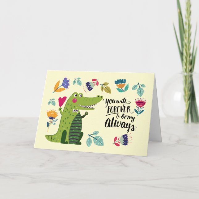 Funny Crocodile Valentine's Day Holiday Card (Front)