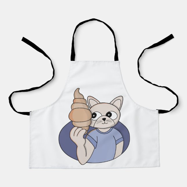 Funny Croissant Cat Apron (Front)
