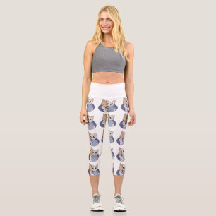 Funny Croissant Cat Capri Leggings