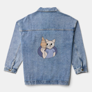 Funny Croissant Cat Denim Jacket