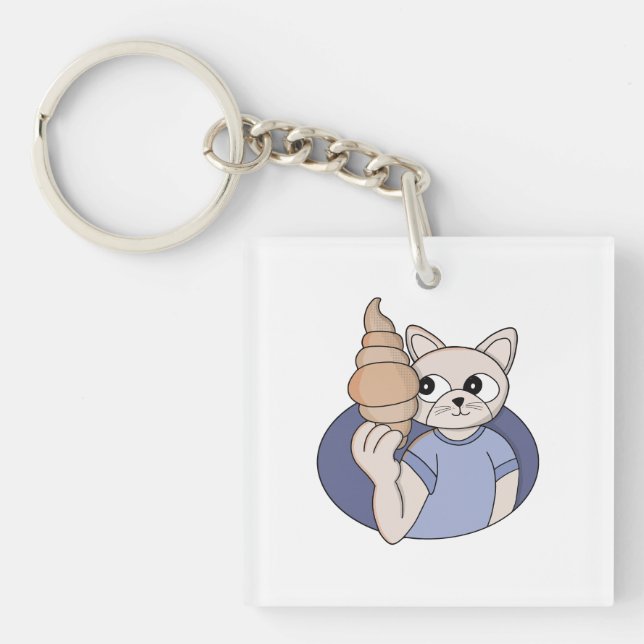 Funny Croissant Cat Key Ring (Front)