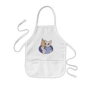 Funny Croissant Cat Kids Apron