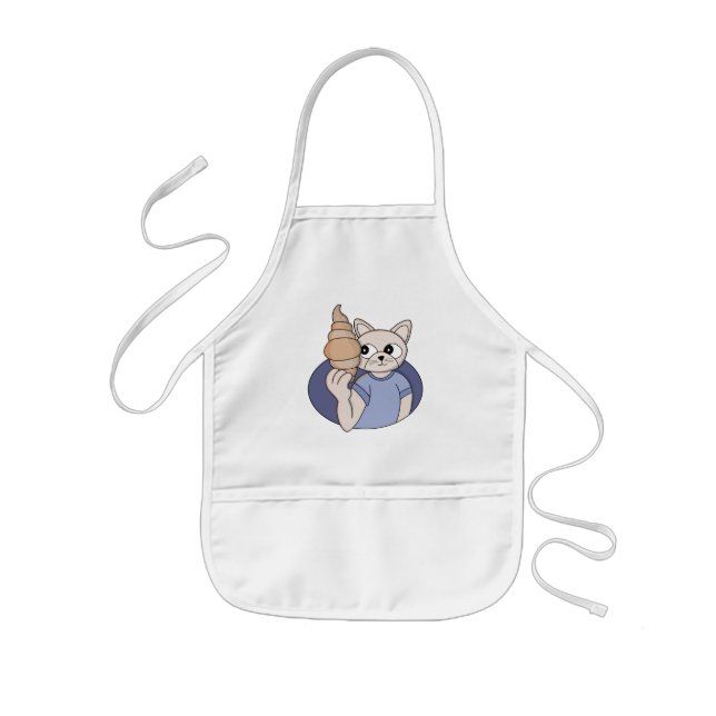 Funny Croissant Cat Kids Apron (Front)