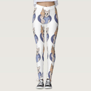 Funny Croissant Cat Leggings