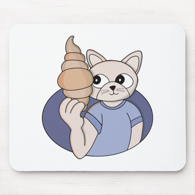 Funny Croissant Cat Mouse Pad (Front)