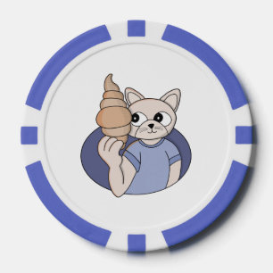 Funny Croissant Cat Poker Chips