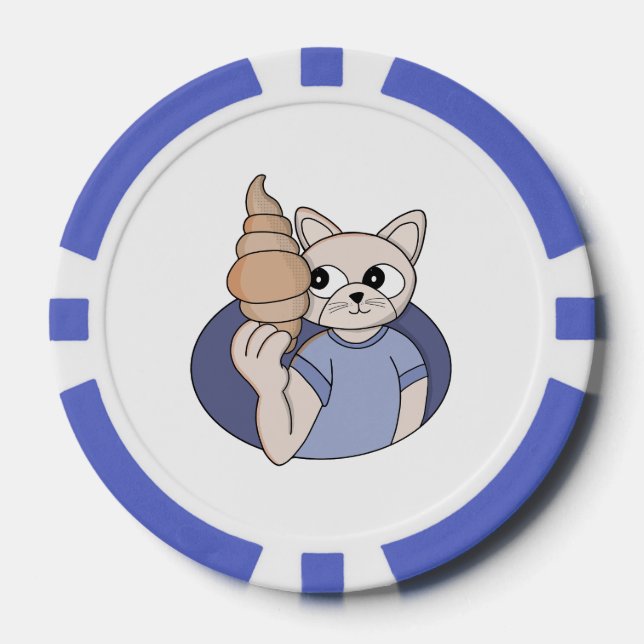 Funny Croissant Cat Poker Chips (Front)