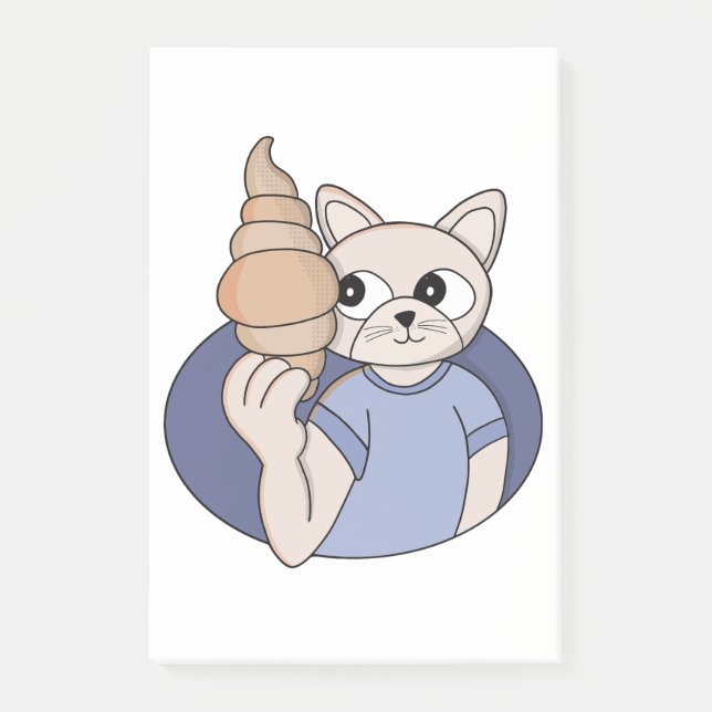Funny Croissant Cat Post-it Notes (Front)