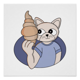Funny Croissant Cat Poster