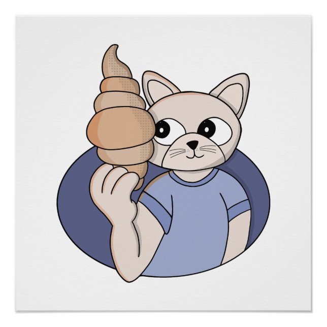 Funny Croissant Cat Poster (Front)