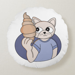 Funny Croissant Cat Round Cushion