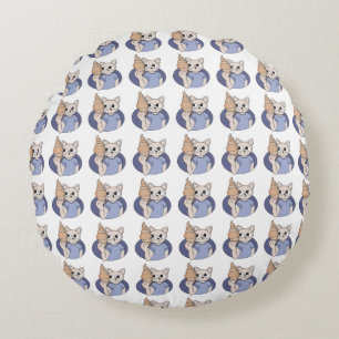 Funny Croissant Cat Round Cushion