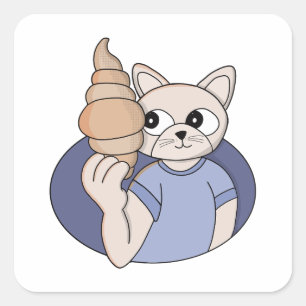 Funny Croissant Cat Square Sticker