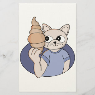 Funny Croissant Cat Stationery