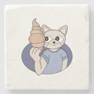 Funny Croissant Cat Stone Coaster