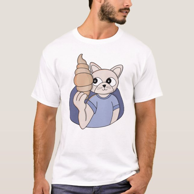 Funny Croissant Cat T-Shirt (Front)