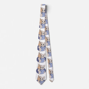 Funny Croissant Cat Tie