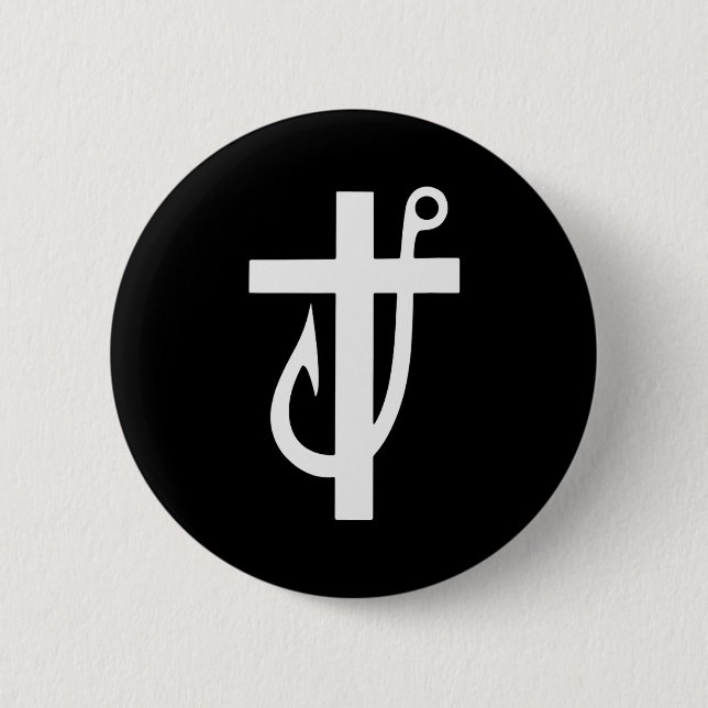 Funny Cross Christian - Jesus Made Me A Fisherman  6 Cm Round Badge (Front)