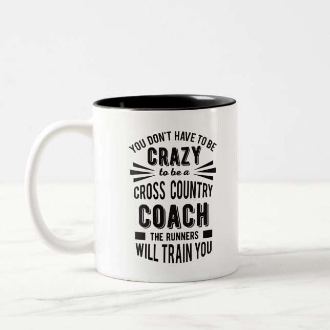 Funny Cross Country Coach Crazy Two-Tone Coffee Mug (Left)