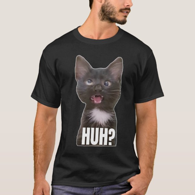 Funny Cross Eyed Cat Meme Huh Funny Cat T-Shirt (Front)