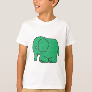 Funny cross-stitch green elephant T-Shirt