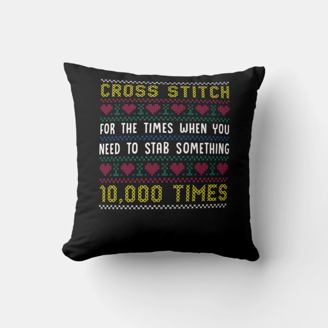 Funny Cross Stitch Humour Crafty Needlepoint Mum Cushion (Front)