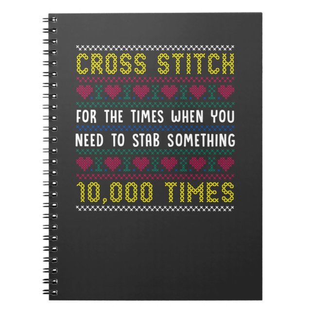 Funny Cross Stitch Humour Crafty Needlepoint Mum Notebook (Front)