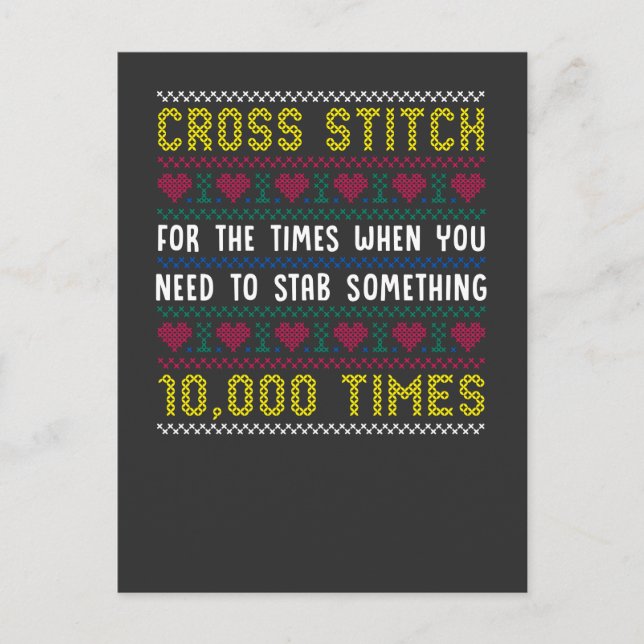 Funny Cross Stitch Humour Crafty Needlepoint Mum Postcard (Front)