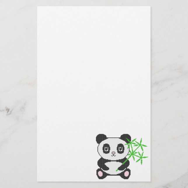Funny cross-stitch panda stationery (Front)