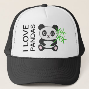 Funny cross-stitch panda trucker hat