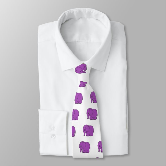 Funny cross-stitch purple elephant tie (Tied)