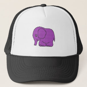 Funny cross-stitch purple elephant trucker hat