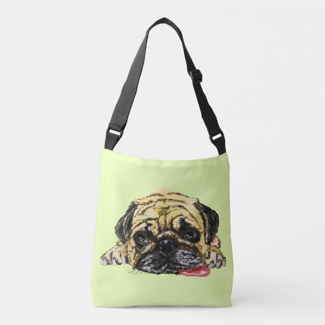 Funny Crossbody bag with Pug Dog - Your Colours (Front)