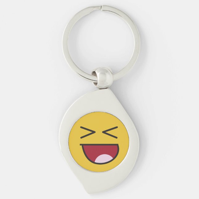 Funny crossed eyed laughing Emoji Key Ring (Front)