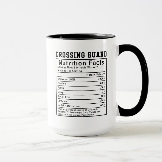Funny Crossing Guard Nutrition Facts Staff Worker  Mug (Right)