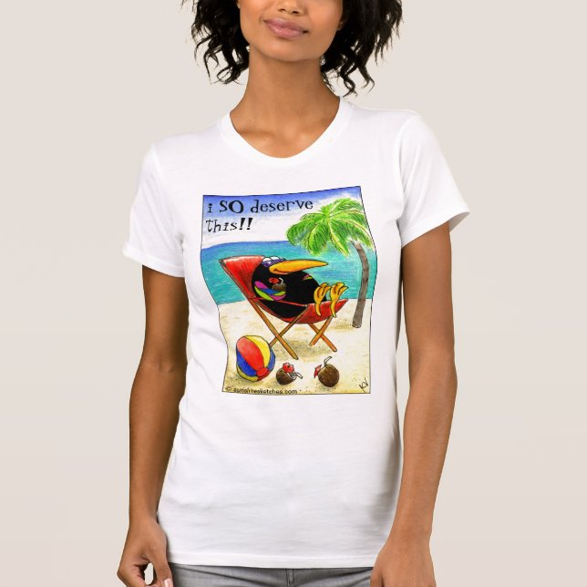 Funny Crow Beach Vacation women's tee shirt (Front)