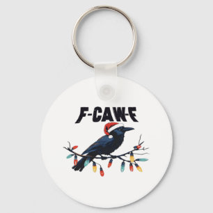 Funny Crow Christmas Classic Retro Design Key Ring