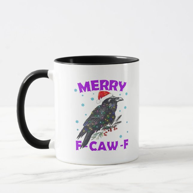 Funny Crow Christmas Classic Vintage Style Mug (Left)