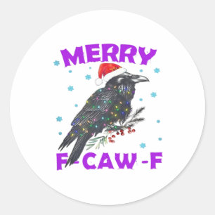 Funny Crow Christmas Classic Vintage Style Round Sticker