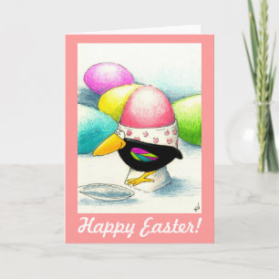 Funny crow Easter egg Holiday Card