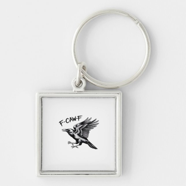 Funny Crow F-Caw-F Essential Minimal Clean Key Ring (Front)