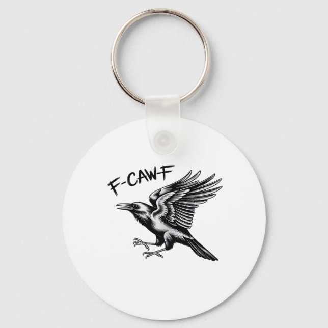 Funny Crow F-Caw-F Essential Minimal Clean Key Ring (Front)