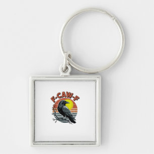 Funny Crow F-Caw-F Retro Sunset Adult Design Tri-B Key Ring