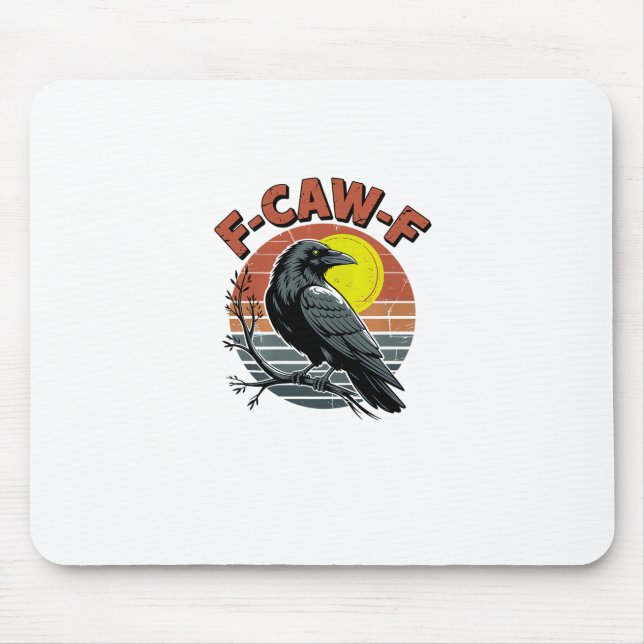 Funny Crow F-Caw-F Retro Sunset Adult Design Tri-B Mouse Pad (Front)